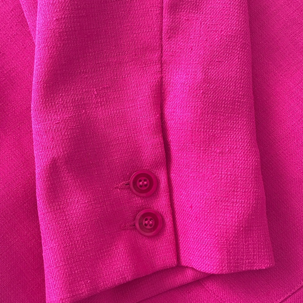 Patchington Pink Linen Blend Blazer Size 12 Bright Fuchsia Jacket - Picture 7 of 7